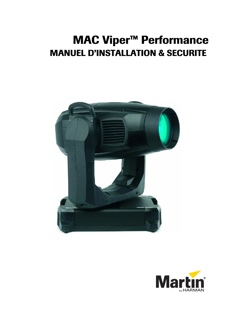 Page n°1 - Guide d'installation Martin MAC Viper Performance