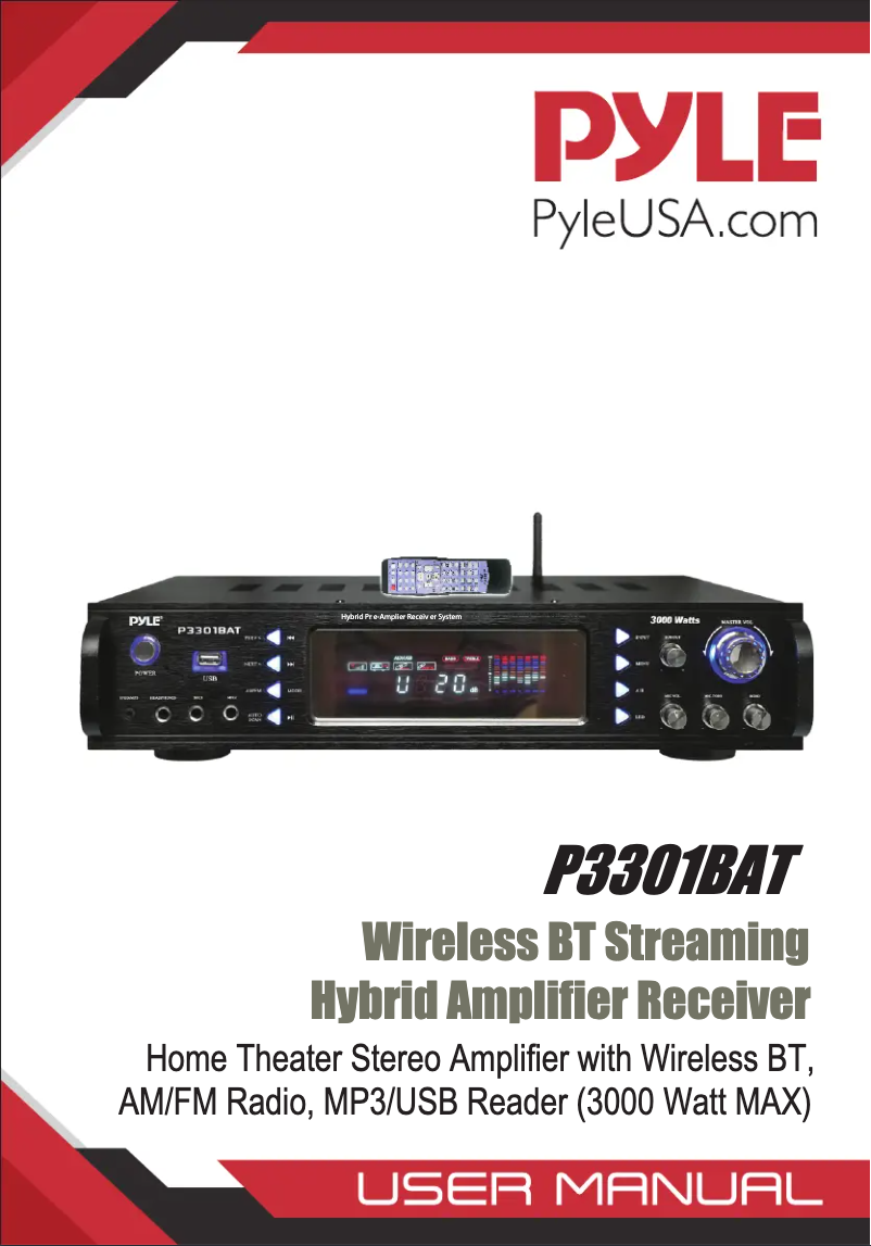 Page 1 de la notice Manuel utilisateur Pyle P3301BAT
