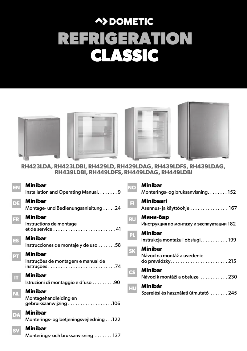 Page 1 de la notice Manuel utilisateur Dometic RH429 LD