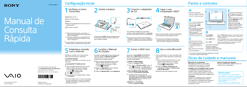 Page 1 de la notice Manuel utilisateur Sony Vaio SVE14A25CBH
