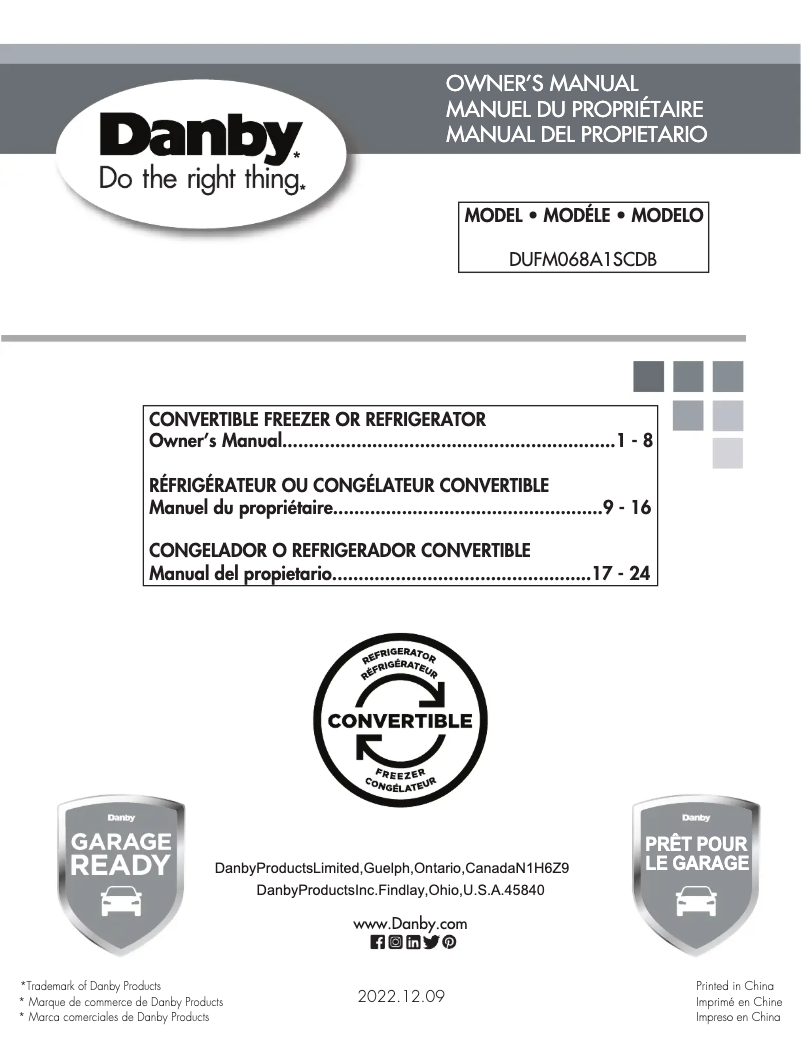 Página 1 del manual Manual de usuario Danby DUFM068A1SCDB