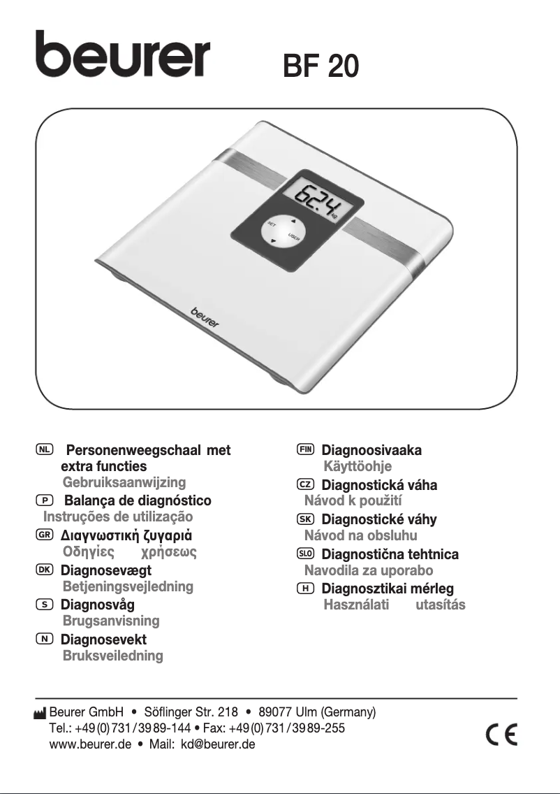 Page 1 de la notice Manuel utilisateur Beurer BF20