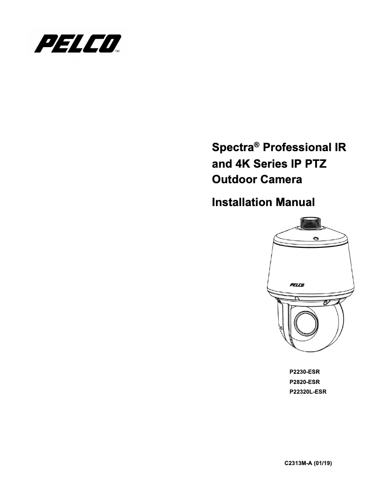 Page n°1 - Manuel utilisateur Pelco Spectra Professional IR P2230-ESR