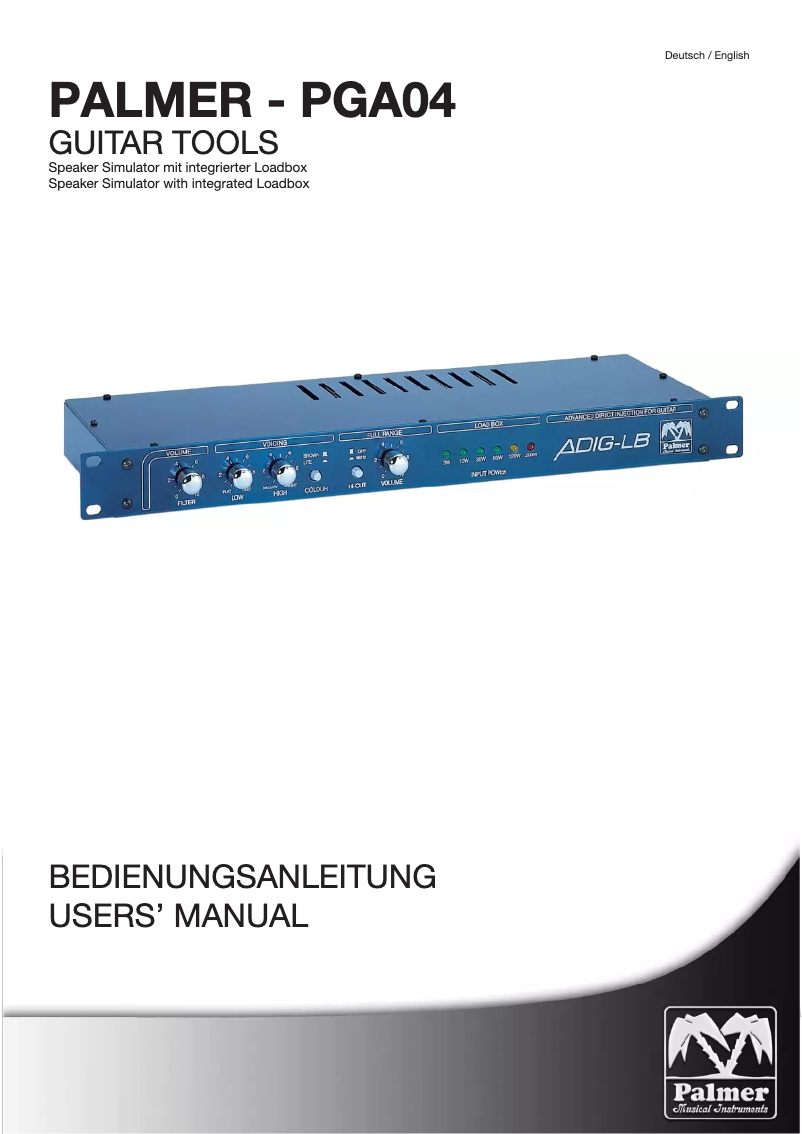 Page n°1 - Manuel utilisateur Palmer PGA04