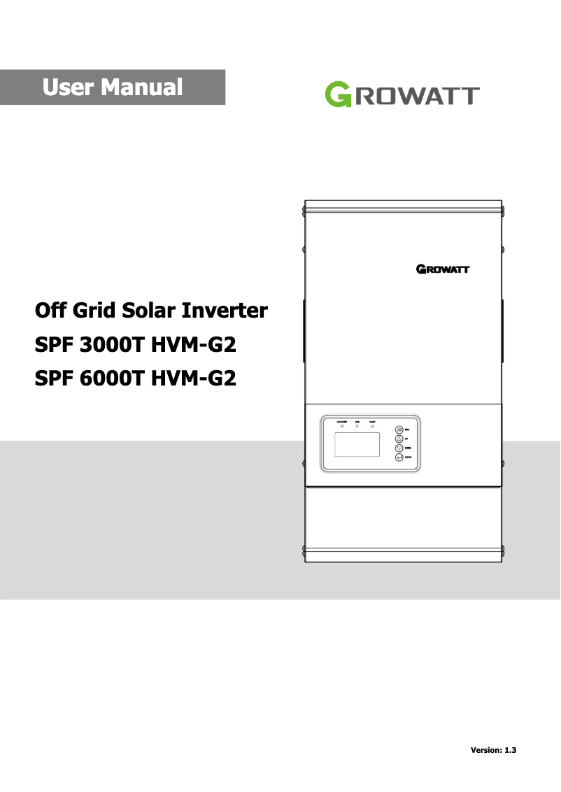 Page 1 de la notice Manuel utilisateur Growatt SPF 3000-6000T HVM