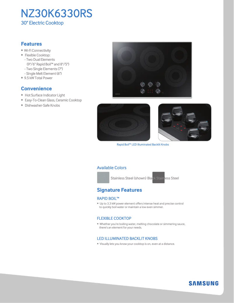 Page n°1 - Fiche technique Samsung NZ30K7570RS