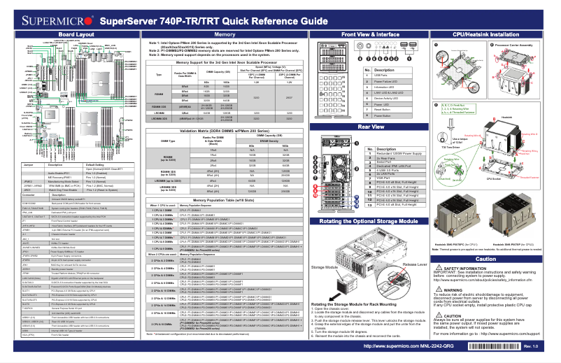 Page 1 de la notice Guide de démarrage rapide Supermicro SuperServer SYS-740P-TRT