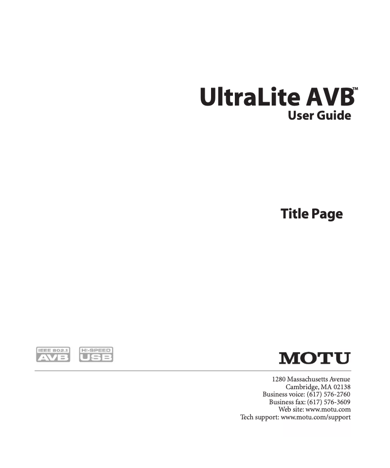 Image de la première page du manuel de l'appareil UltraLite AVB