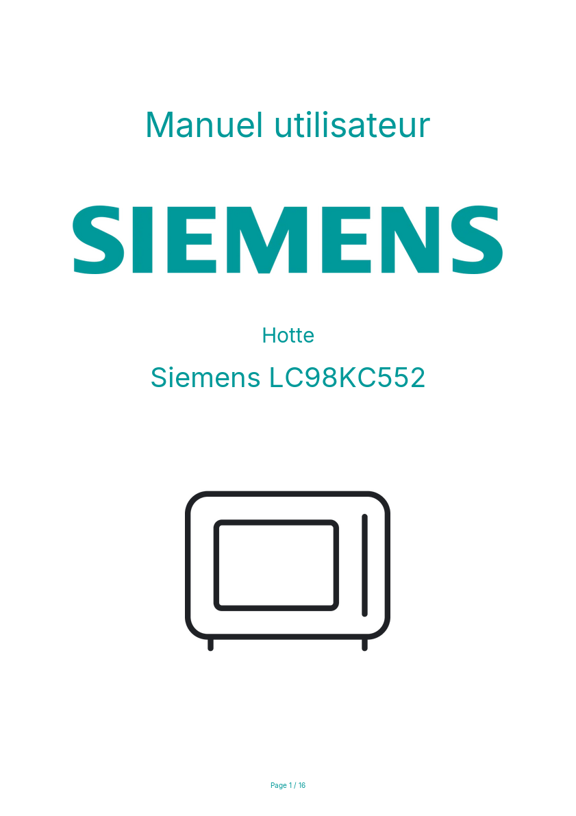 Page n°1 - Manuel utilisateur Siemens LC98KC552