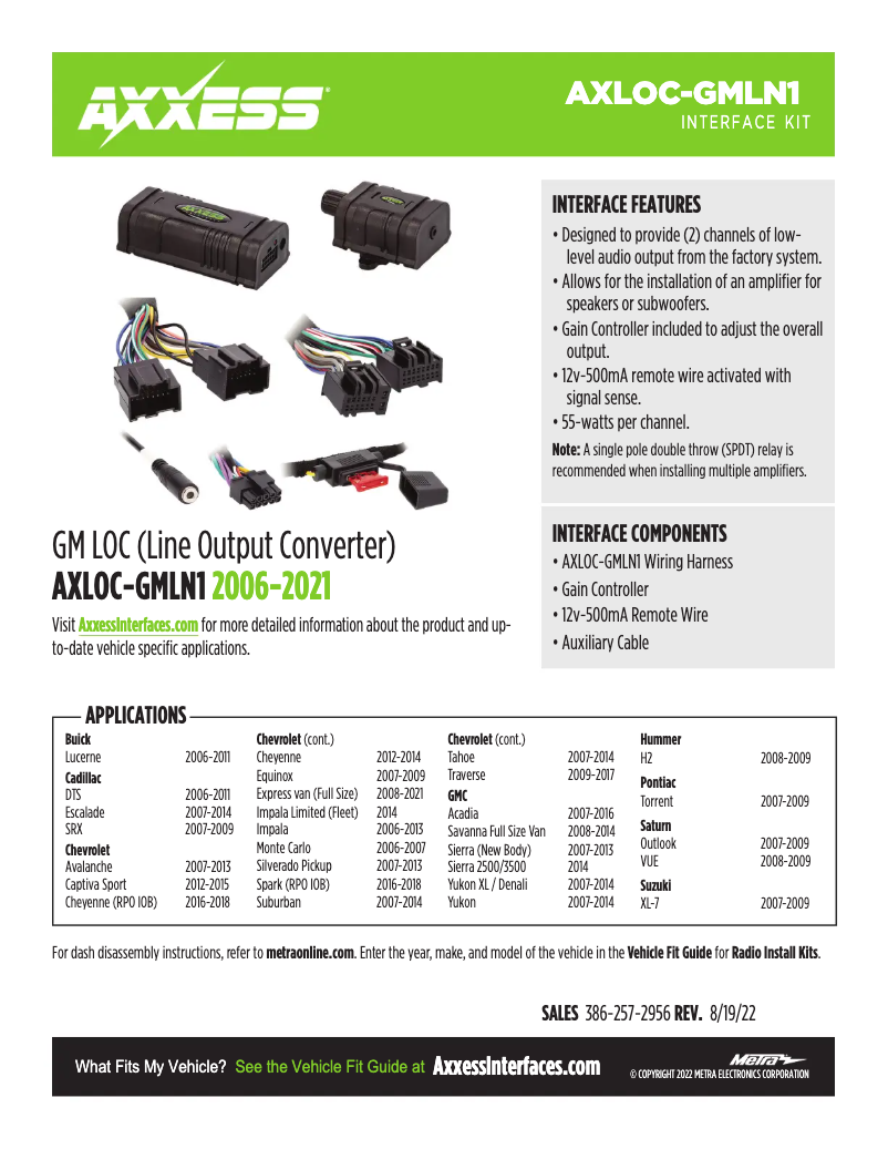 Page 1 de la notice Fiche technique AXESS AXLOC-GMLN1