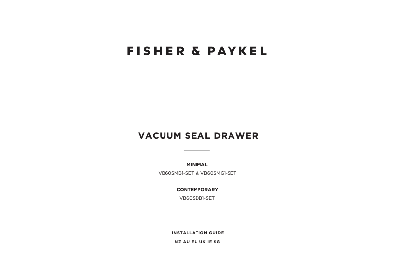 Page 1 de la notice Guide d'installation Fisher & Paykel VB60SMB1-SET
