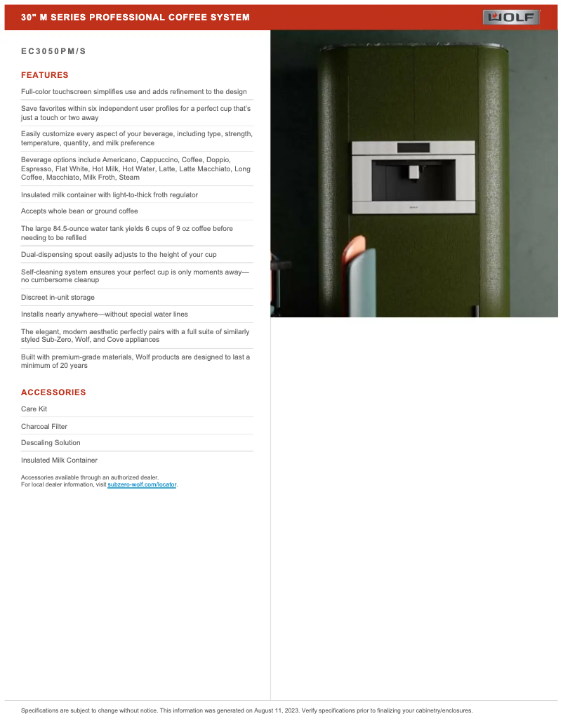 Page n°1 - Manuel utilisateur Wolf EC3050PM/S