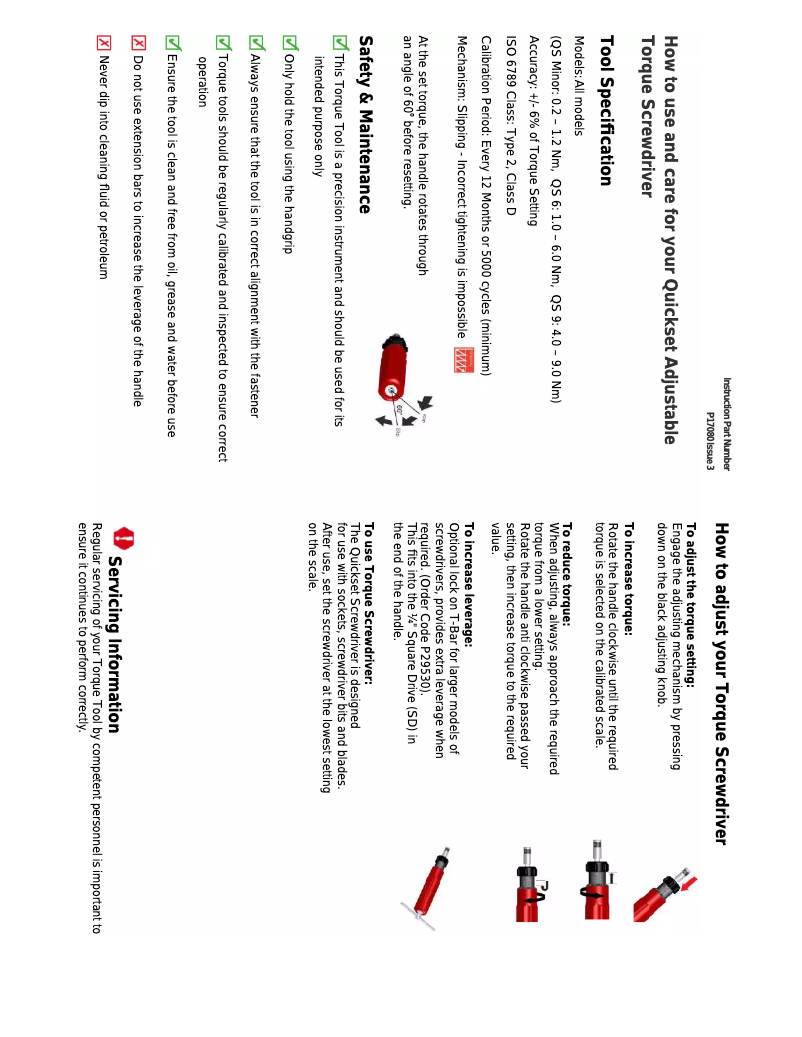 Page n°1 - Manuel utilisateur Gedore Quickset 9 FH
