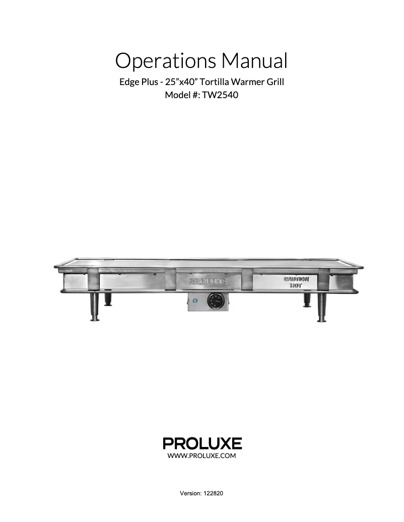 Page n°1 - Manuel utilisateur Proluxe Edge Plus TW2540