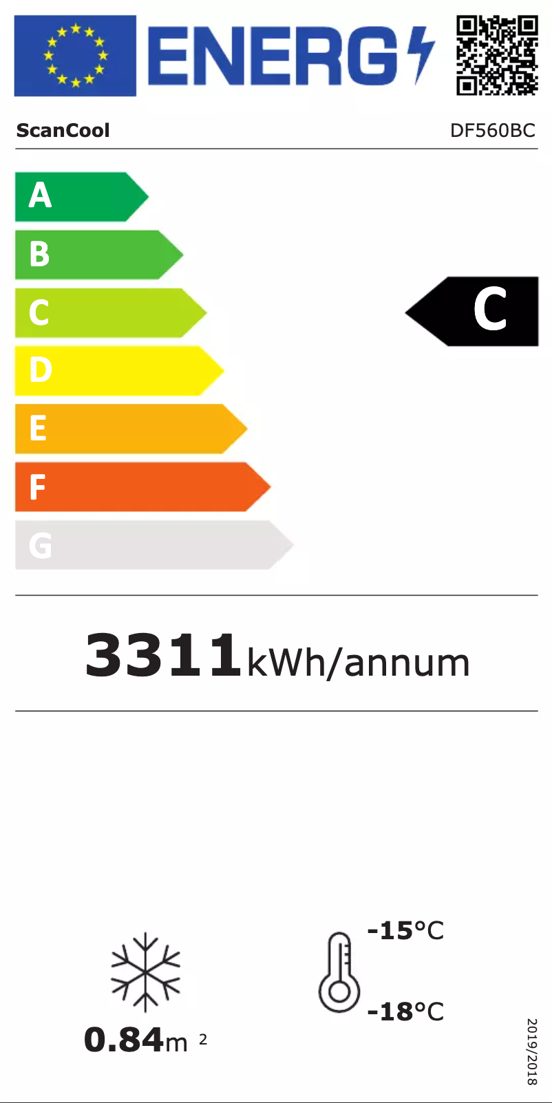 Page 1 de la notice Label énergétique Scancool DF560BC