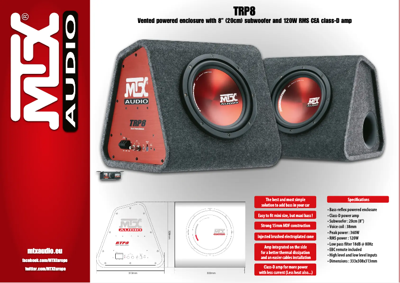 Page n°1 - Fiche technique MTX Audio TRP8
