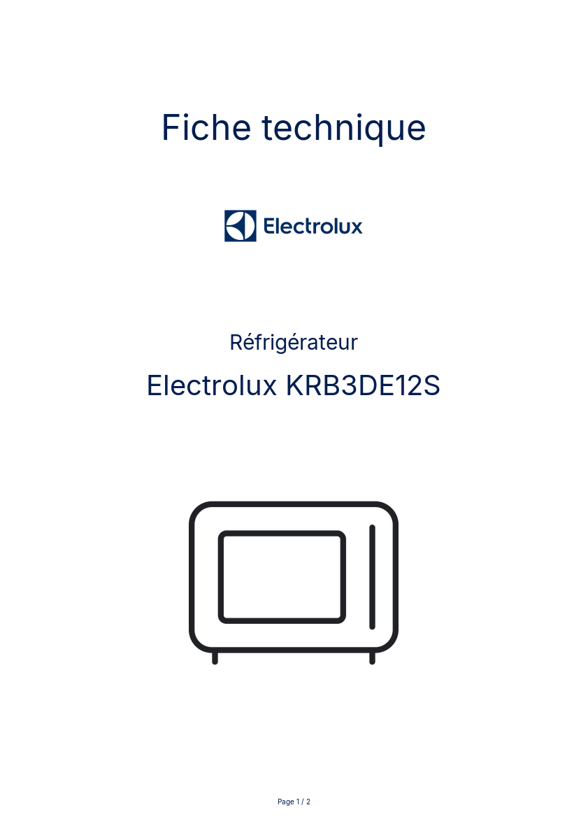Page n°1 - Fiche technique Electrolux KRB3DE12S