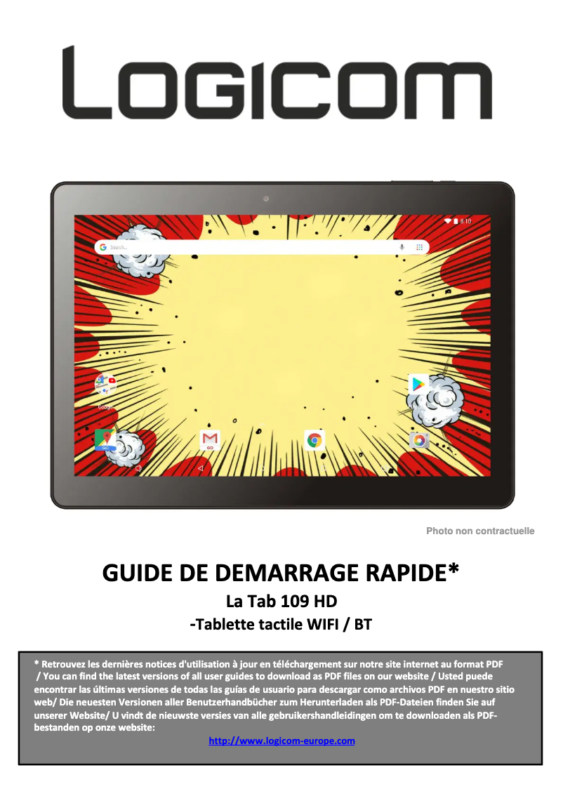 Page 1 de la notice Manuel utilisateur Logicom La Tab 109 HD