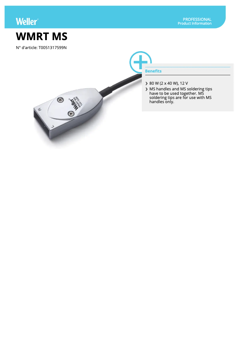 Page n°1 - Fiche technique Weller WMRT MS