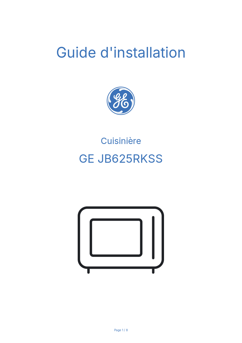 Image de la première page du manuel de l'appareil JB625RKSS