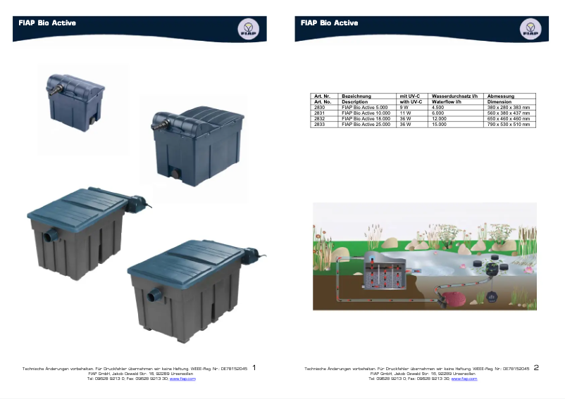 Página 1 del manual Manual de usuario Fiap Bio Active 25.000