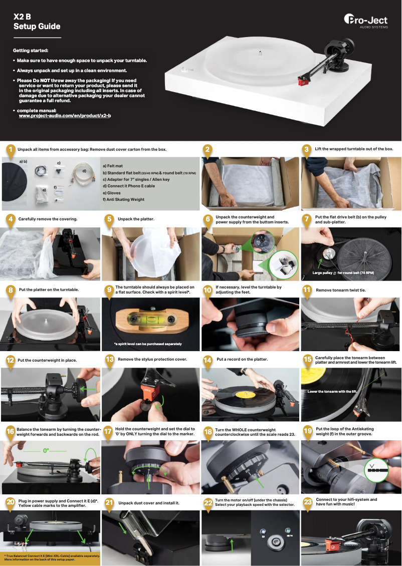 Page n°1 - Guide d'installation Pro-Ject X2 B