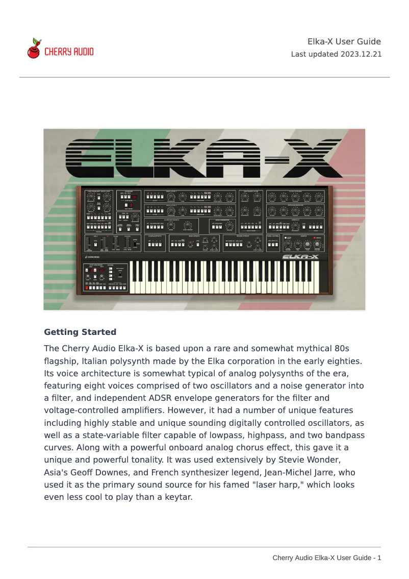 Image de la première page du manuel de l'appareil Elka-X