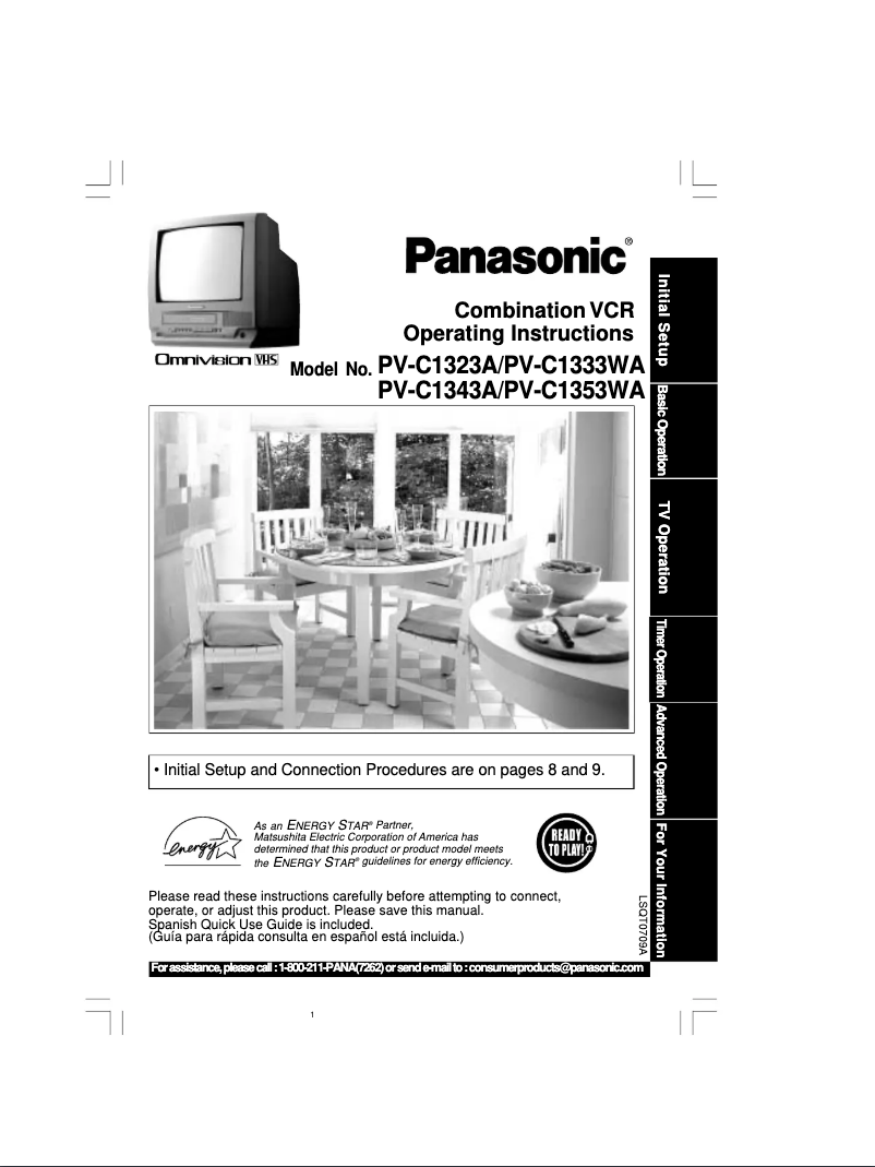 Page 1 de la notice Manuel utilisateur Panasonic PV-C1333WA