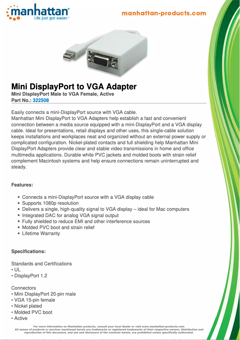 Page 1 de la notice Manuel utilisateur Manhattan 322508