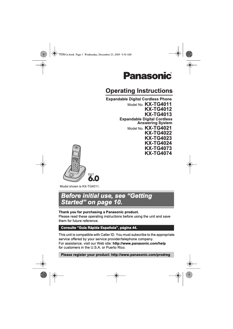 Page n°1 - Manuel utilisateur Panasonic KX-TG4024