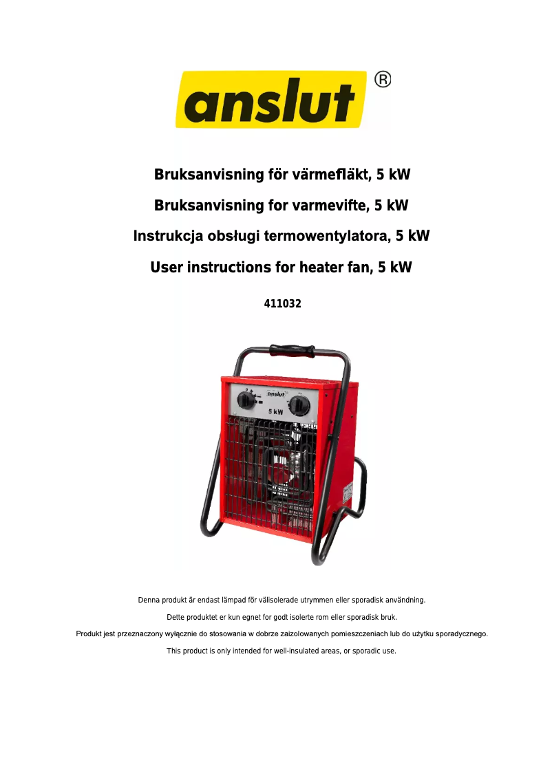 Page 1 de la notice Manuel utilisateur Anslut 411-032