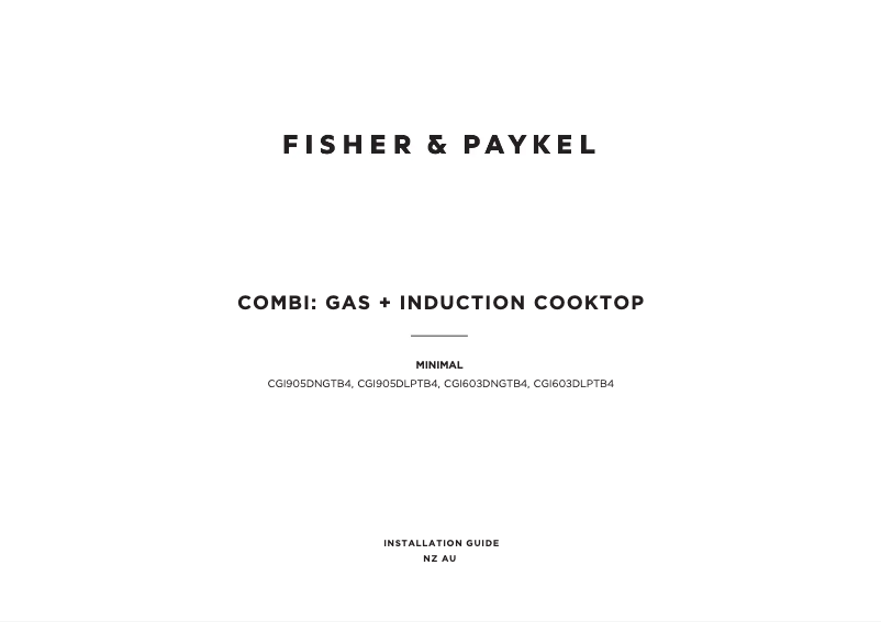Page n°1 - Guide d'installation Fisher & Paykel CGI603DLPTB4