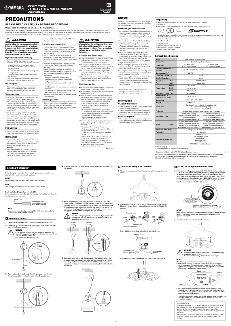 Image de la première page du manuel de l'appareil VXH6B