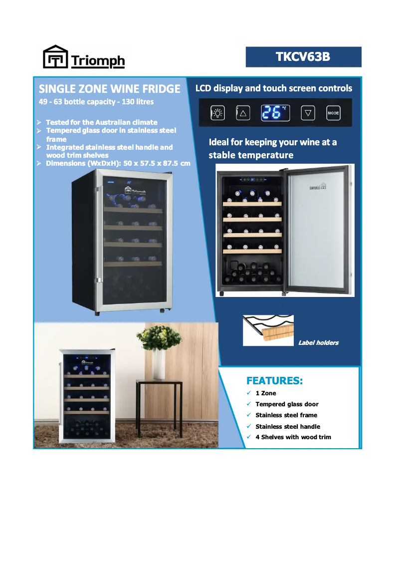 Página 1 del manual Ficha técnica Triomph TKCV63N