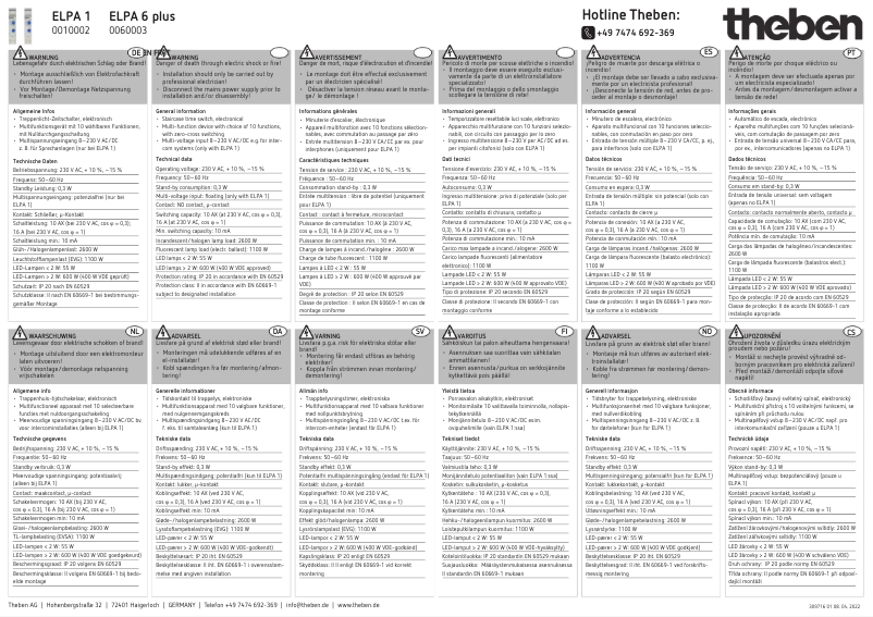 Page 1 de la notice Manuel utilisateur Theben ELPA 6 plus