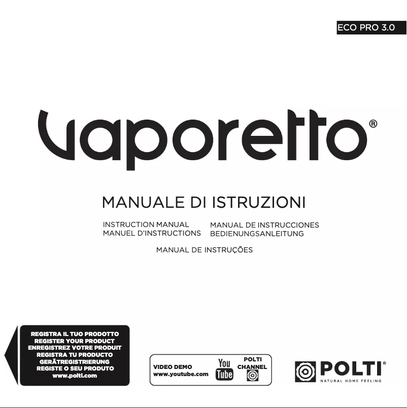 Image de la première page du manuel de l'appareil Vaporetto Exo Pro 3.0