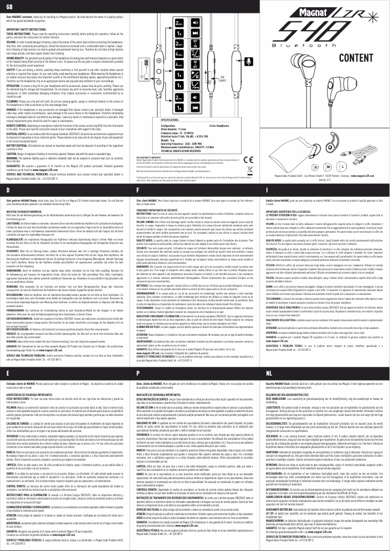 Image de la première page du manuel de l'appareil LZR 548 BT