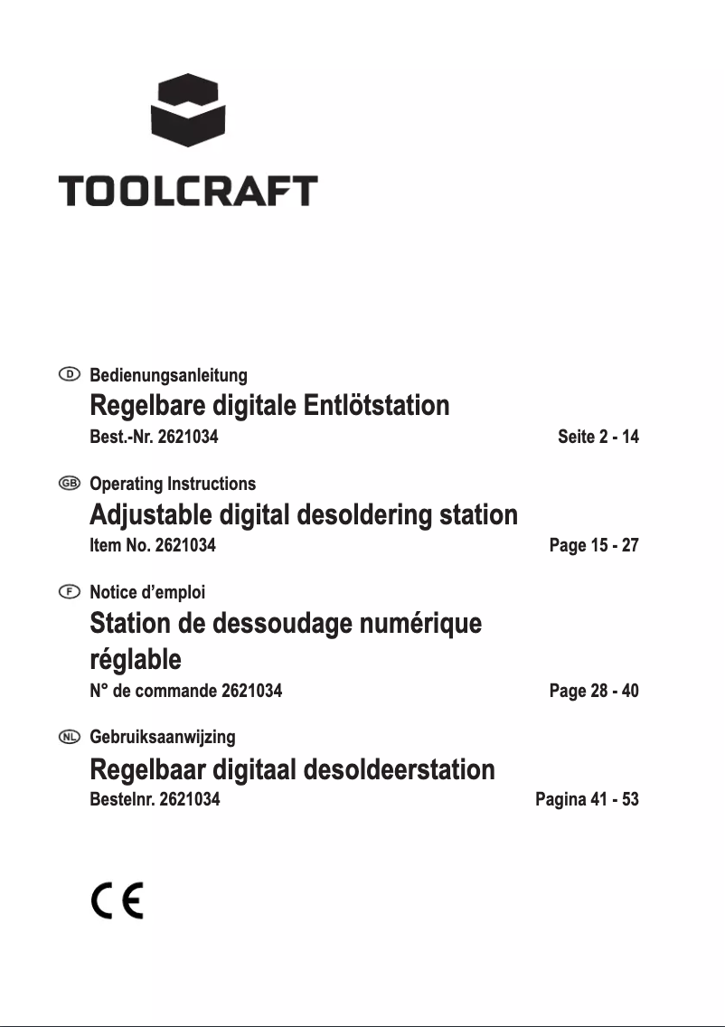 Page 1 de la notice Manuel utilisateur Toolcraft ZD-8925 SE