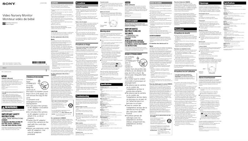 Page n°1 - Manuel utilisateur Sony NTM-V1