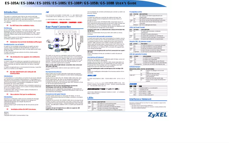 Page n°1 - Manuel utilisateur ZyXEL ES-108S