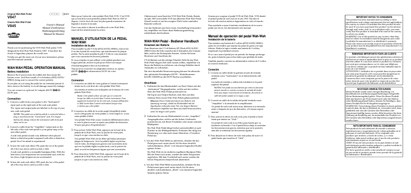 Page 1 de la notice Manuel utilisateur VOX V847