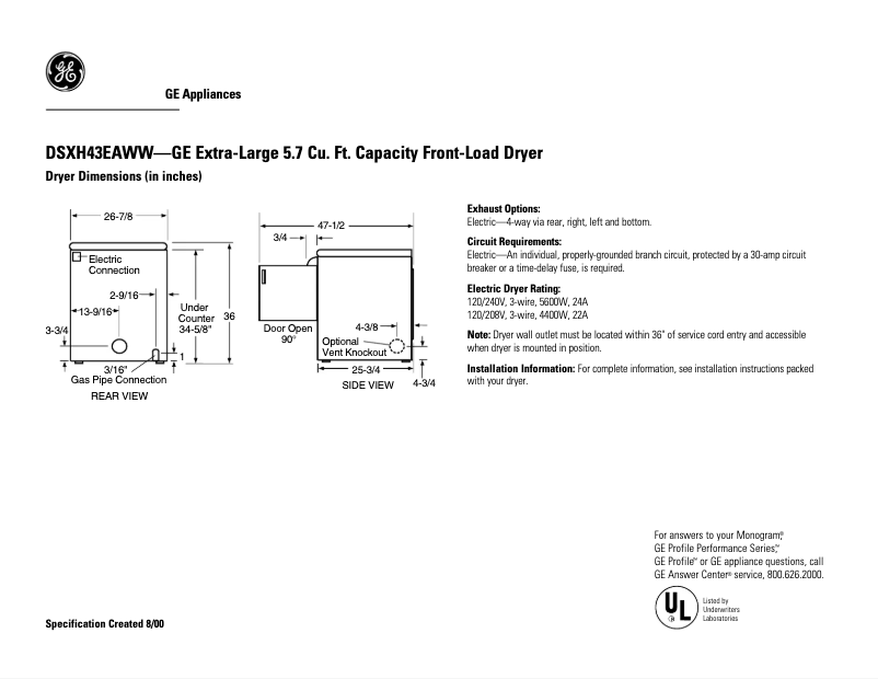 Image de la première page du manuel de l'appareil DSXH43EAWW