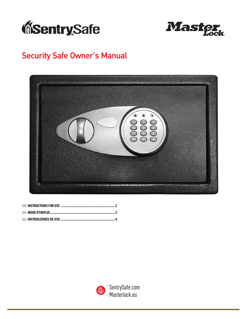 Page 1 de la notice Manuel utilisateur SentrySafe X055ML