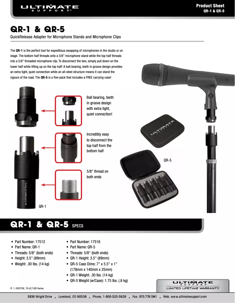 Page 1 de la notice Manuel utilisateur Ultimate QR-1
