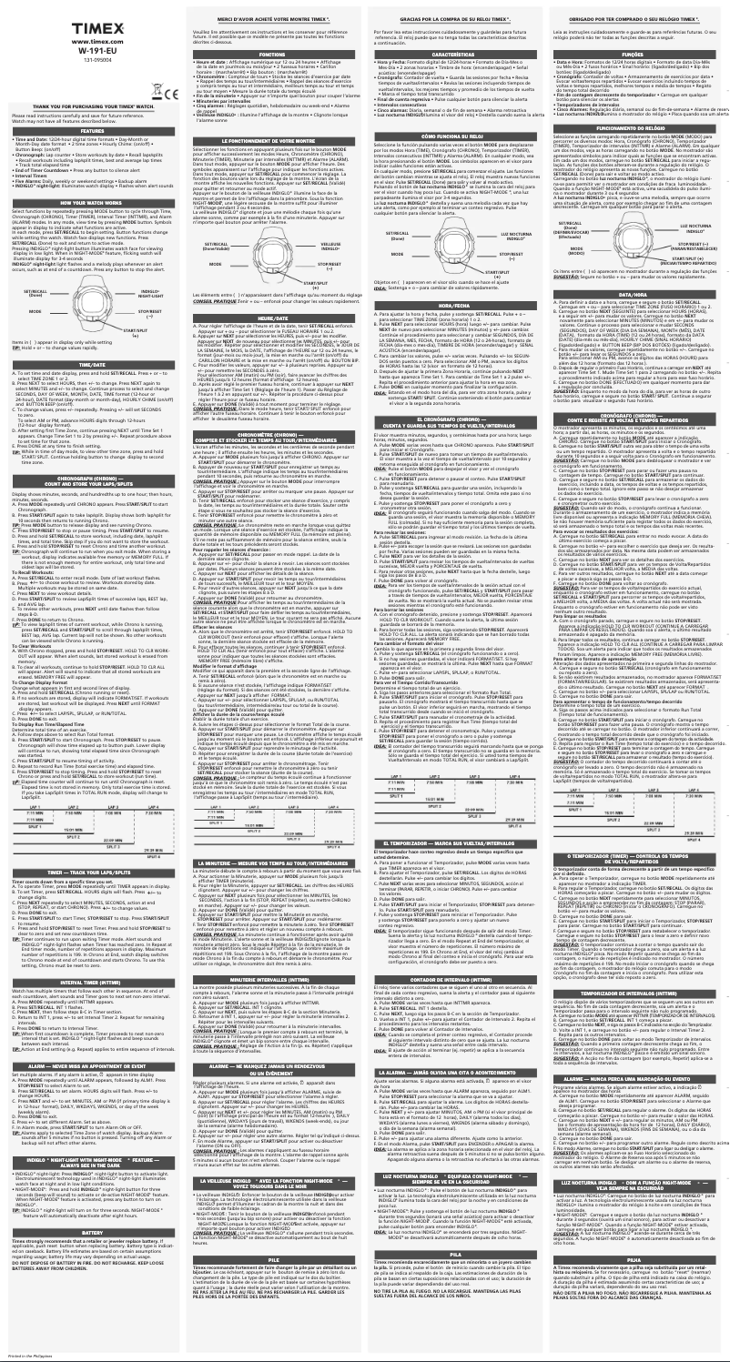 Page n°1 - Manuel utilisateur Timex Ironman TW5M034009J