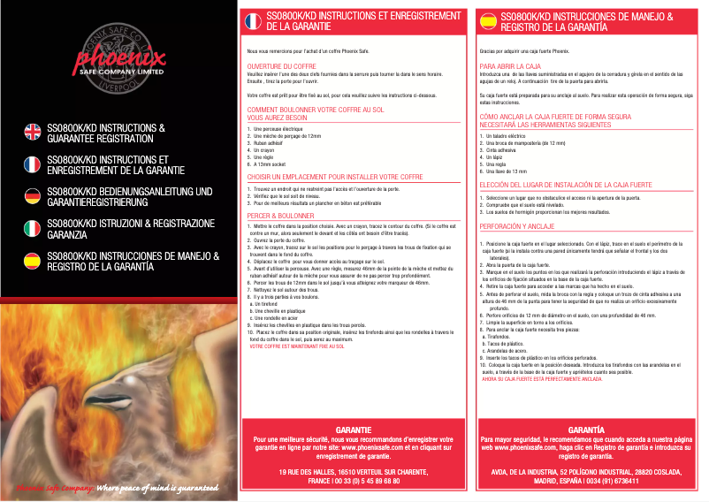 Page n°1 - Manuel utilisateur Phoenix SS0803K