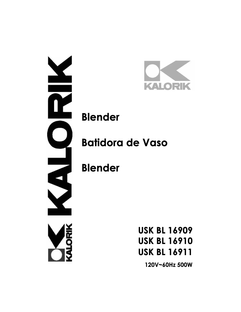 Página 1 del manual Manual de usuario Kalorik USK BL 16910