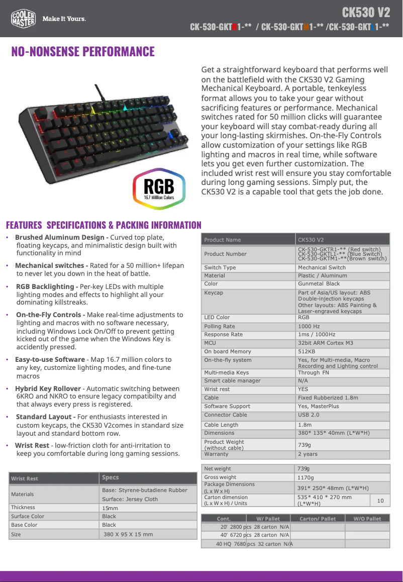 Page 1 de la notice Manuel utilisateur Cooler Master CK530 V2