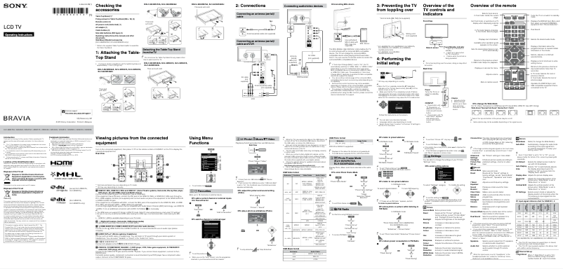 Image de la première page du manuel de l'appareil Bravia KLV-40R452A