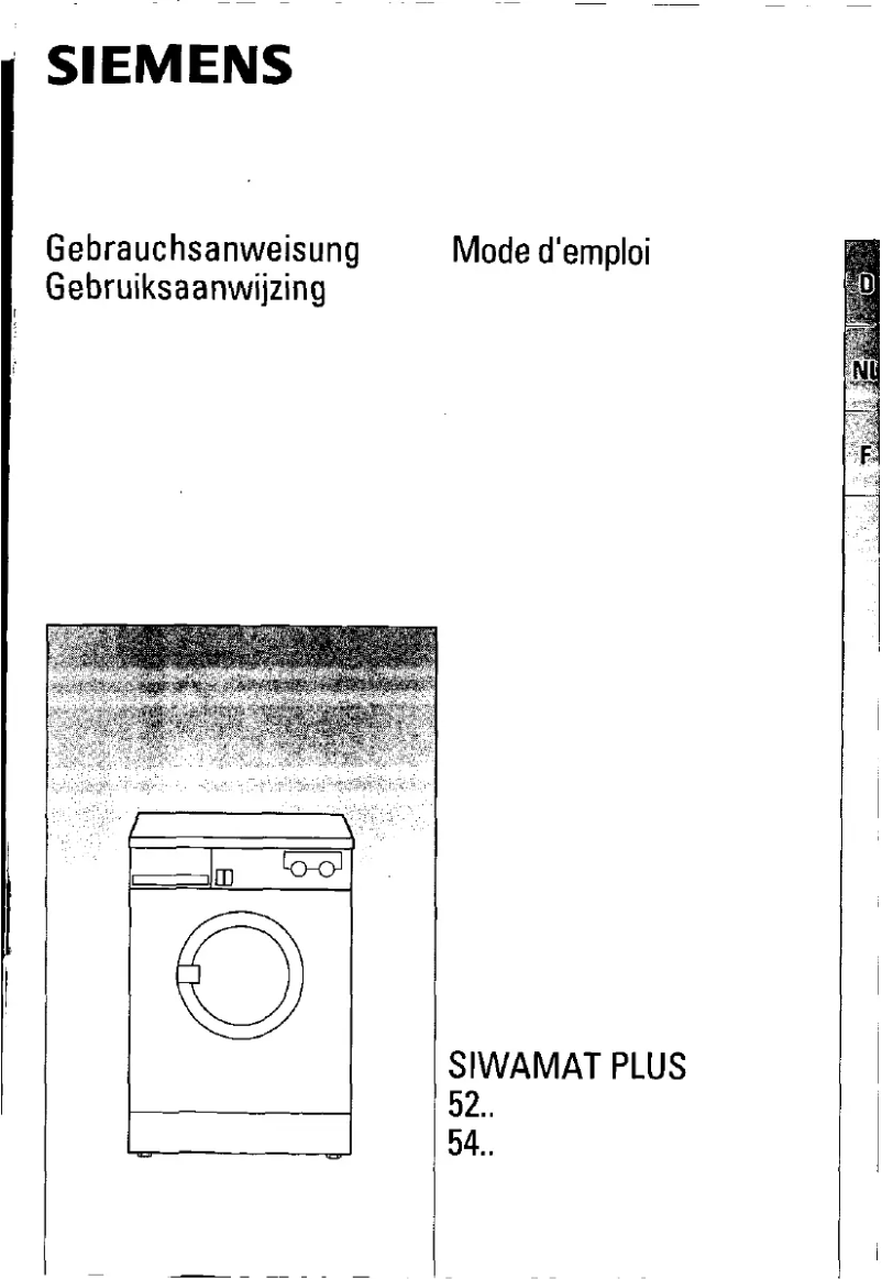 Page n°1 - Manuel utilisateur Siemens WD54460